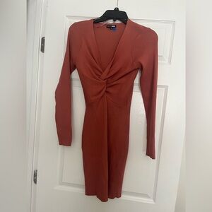 Fashion Nova Terracotta Twist Front Dress